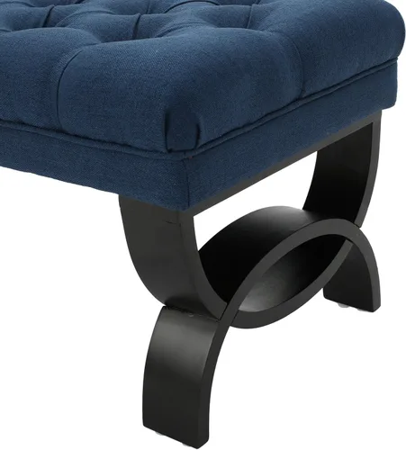 Miniatura 6 de Colette banco otomano de tela copetuda, Azul oscuro