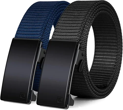 Miniatura 10 de WONDAY Paquete de 2 cinturones de trinquete para hombre, cinturones de nailon con hebilla de liberación rápida para golf, trabajo, uso táctico casual