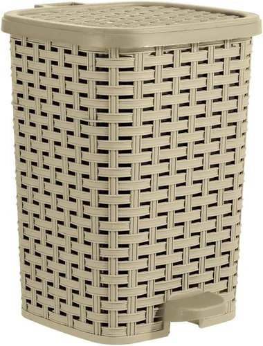 Superior Performance Inc 3.1 Gal. Papelera de estilo ratán compacta (Beige y marrón)
