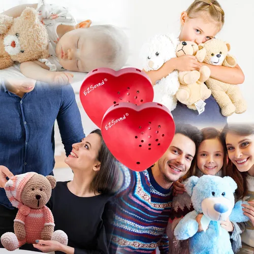 Miniatura 4 de EZSound Grabadora de voz para animales de peluche, paquete de 2, caja de voz de 30 segundos para animales de peluche, botón de corazón grabable