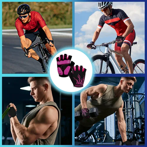 Miniatura 5 de MOREOK - Guantes para bicicleta de montaña (MTB) y ciclismo de descenso (DH), para hombres, de medio dedo, con almohadilla de gel que absorbe