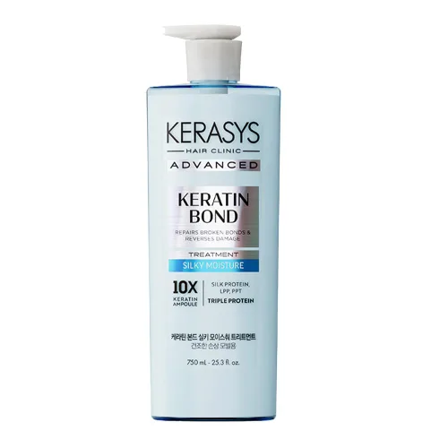 Kerasys Advanced Keratin Bond Silky Moisture 20.2 fl oz / 20.3 fl oz (paquete de 1, tratamiento), azul