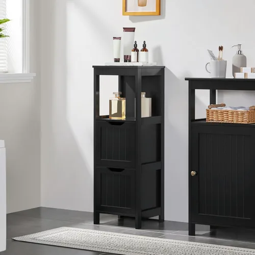Miniatura 2 de Yaheetech Armario de almacenamiento para baño, gabinete de piso pequeño con 2 cajones extraíbles, organizador de almacenamiento delgado para baño
