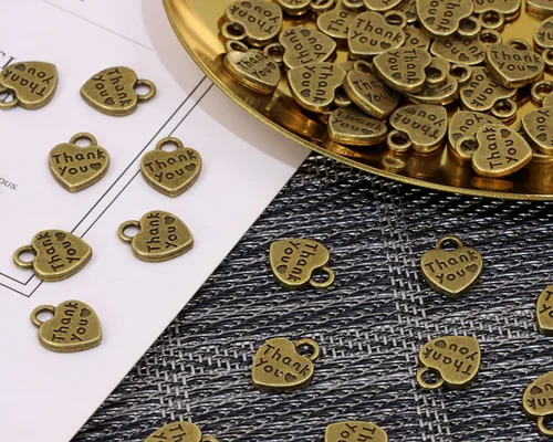 Miniatura 2 de Shapenty Dijes de corazón de agradecimiento de doble cara para aretes, pulsera, collar, colgante, llavero, fabricación de joyas, botella de vidrio