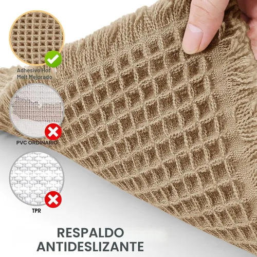 Miniatura 4 de IM HOME Tapete de baño de punto gofre, color caqui, de 24 x 17 pulgadas, tejido bohemio, moderno, absorbente, antideslizante, suave, lavable