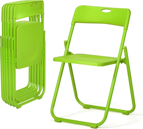 Miniatura 9 de Karl home Silla plegable de 6 piezas, silla plegable ligera de plástico de 300 libras, marco de metal reforzado fácil de plegar y almacenar