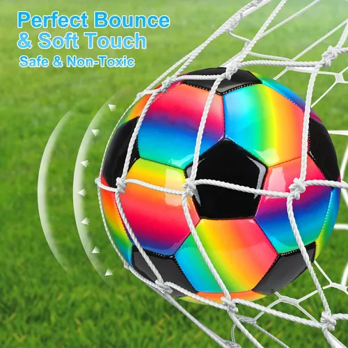 Miniatura 4 de Retisee Balón de fútbol de arcoíris con inflador, tamaño oficial, para interiores y exteriores, suave, inflable, para niños, adolescentes y adultos