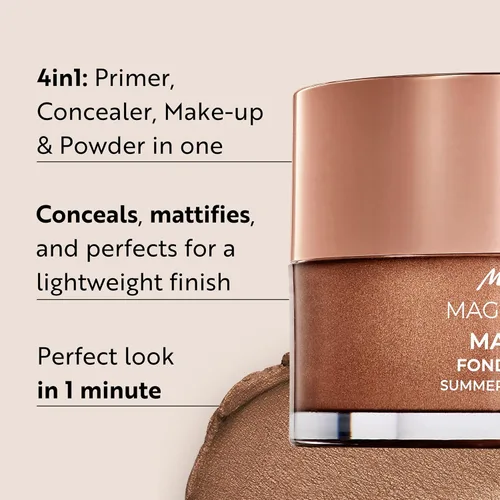 Miniatura 2 de M. Asam Magic Finish Summer Teint - Mousse de maquillaje (1.01 onzas líquidas) – imprimación, base, corrector y polvo 4 en 1 con cobertura Tonos