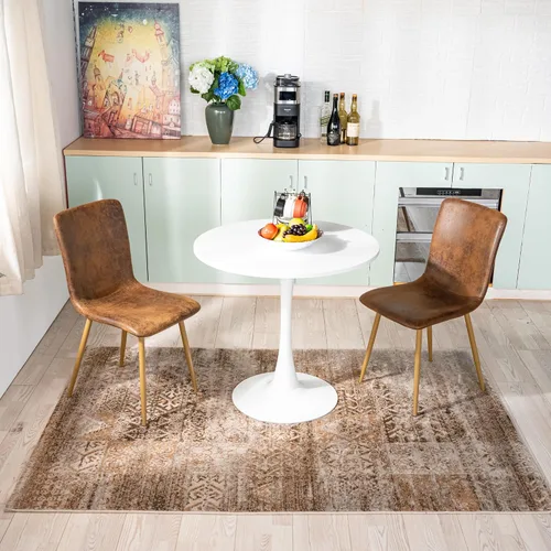 Miniatura 6 de FurnitureR Juego de 2 sillas de comedor, silla auxiliar tapizada de gamuza con respaldo medio, asiento suave y patas de metal resistentes para Marrón