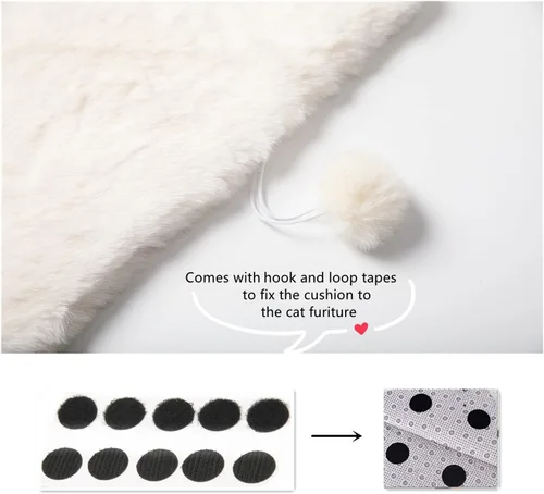 Miniatura 4 de SHENGOCASE Paquete de 2 cojines de repuesto de 18" x 18" de piel sintética de conejo para caseta de gato. Almohadilla de cojín de cama para gato