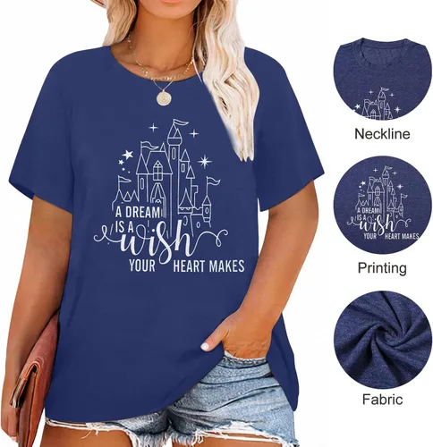 Miniatura 5 de A Dream is a Wish Your Heart Makes Camisa de talla grande para mujer, divertida camiseta con estampado de letras de castillo, regalo inspirador