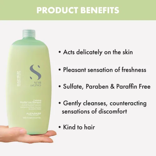 Miniatura 7 de Alfaparf Milano Semi Di Lino Scalp Relief Low Shampoo para pieles sensibles, champú sin sulfato, calma, aporta comodidad e hidrata, alivia