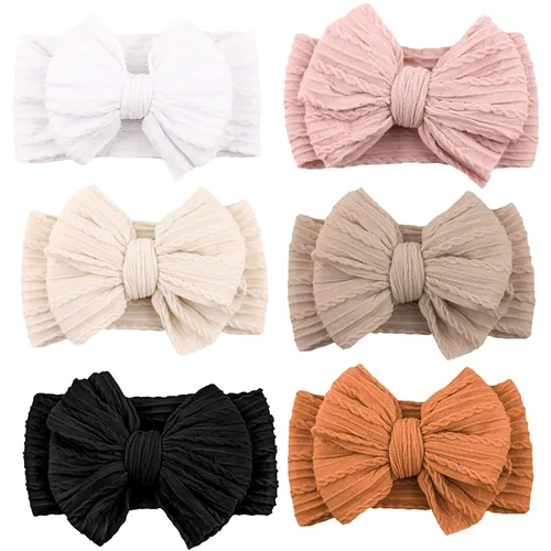 Miniatura 13 de Niceye Diademas hechas a mano para bebés, bandas de cabello suaves y elásticas de nylon con lazos para recién nacidos, bebés y niñas pequeñas