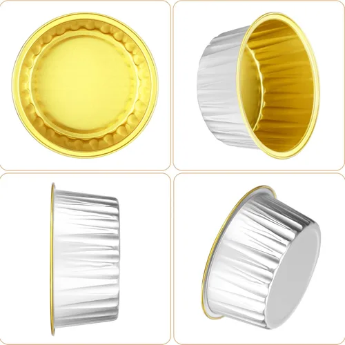 Miniatura 4 de EUSOAR Forros para cupcakes con tapas, 30 piezas desechables de papel de aluminio de 5 onzas, moldes para hornear cupcakes, envases de postre