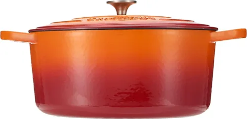 Miniatura 2 de Crock Pot Artisan - Horno Holandés Ovalado de Hierro Fundido Esmaltado de 7 Cuartos - Naranja Atardecer, Utensilios de Cocina Duraderos y Anaranjado