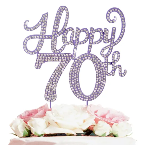 Miniatura 51 de LASKYER Decoración de feliz cumpleaños número 10, decoración de pastel de diamantes de imitación dorados de 10º cumpleaños – Letrero de metal