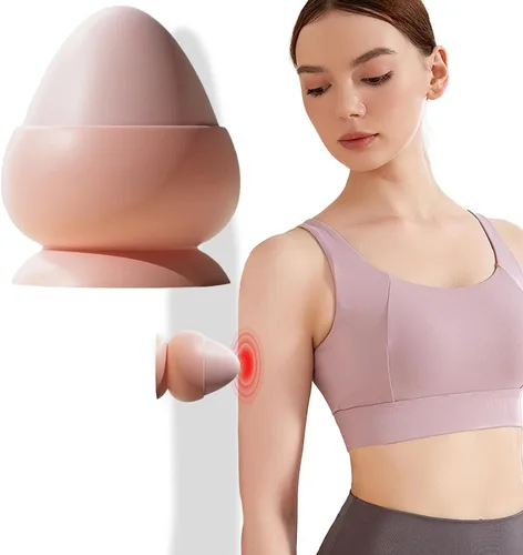 Bola de masaje montable con ventosa, herramienta de terapia de punto de activación, masajeador de presión manual autodirecido para aliviar el Rosado