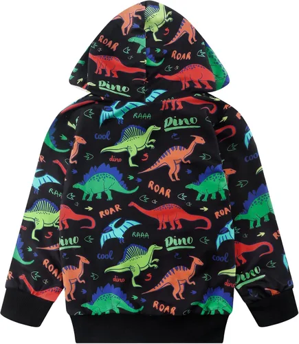 Miniatura 5 de Akyzic Sudadera con capucha para bebés y niños, diseño de dinosaurios, con bolsillo, sudadera cálida para niños