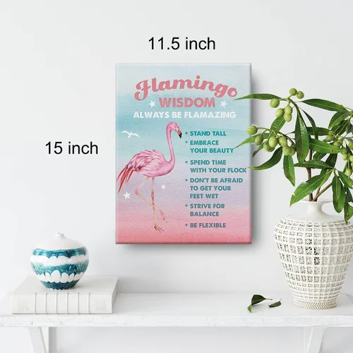 Miniatura 2 de Pintura en lienzo de sabiduría de flamenco en acuarela, impresiones inspiradoras para decoración de pared del hogar, playa, obras de arte enmarcadas