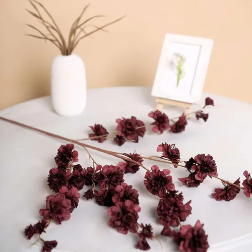 Miniatura 9 de Efavormart - 2 ramas – 42 pulgadas en aerosol de flores de clavel burdeos, ramo de flores de seda – perfecto para mesa, banquete, ceremonias