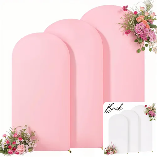 Miniatura 17 de Juego de 3 fundas elásticas para arco de arco iris de 6, 5, 4 pies, para arco de boda, juego de 3 fundas de elastano ajustadas, de tela azul