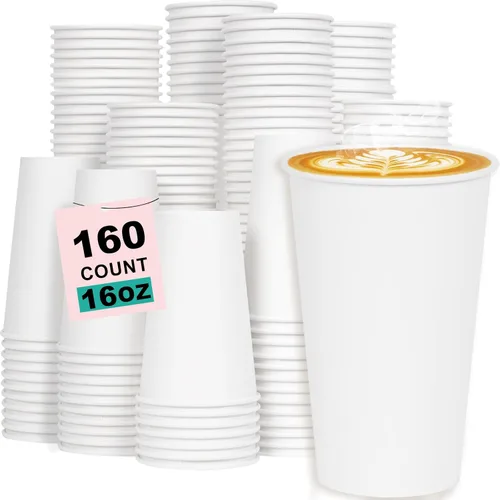 Miniatura 43 de Paquete de 100 tazas de café desechables de pared ondulada corrugada de 16 onzas con tapas y pajitas, tazas aisladas resistentes para bebidas
