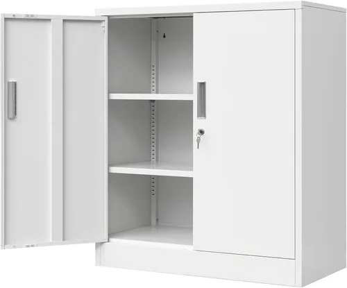 Miniatura 11 de Wanfu Gabinete de almacenamiento de metal, 36 pulgadas de alto x 28 pulgadas de ancho x 16 pulgadas de profundidad con 1 cajón y estante ajustable