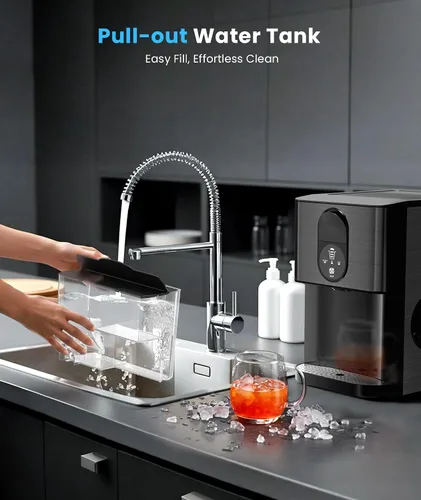 Miniatura 4 de Máquina de hielo de pepita para encimera, máquina de hielo de pepita de 44 libras/24 horas, máquina de hielo de pellets masticables con dispensador