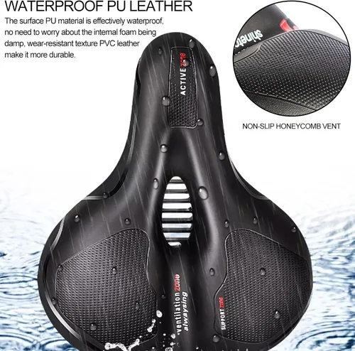 Miniatura 5 de TOPCABIN Asiento cómodo para bicicleta con doble bola de absorción de golpes, espuma viscoelástica gruesa, impermeable, universal, asiento ancho