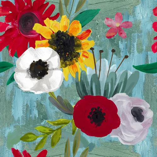 CRE8TIVE Papel tapiz floral floreciente de 24 x 118 pulgadas, papel tapiz azul para despegar y pegar, papel de contacto con flores rojas, blancas y