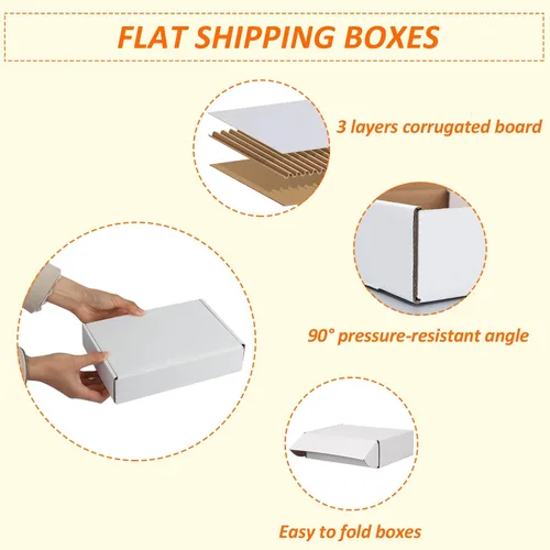 Miniatura 3 de HORLIMER - Cajas de envío de 9 x 6 x 2 pulgadas, conjunto de 25 unidades, caja de cartón corrugado blanca para envíos por correo de literatura Blanco