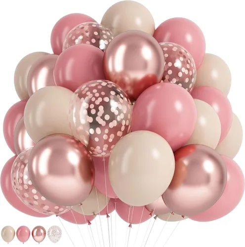 Miniatura 20 de Paquete de 60 globos azul polvoriento dorado, conjunto de globos de látex azul pizarra blanco arena verde azulado turquesa crema beige con confeti