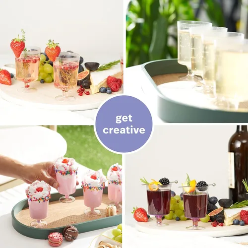 Miniatura 7 de MATANA 50 copas de vino de plástico transparente con tallo para fiestas (5 onzas), copas de vino de plástico de 4 pulgadas, copas de vino, perfectas