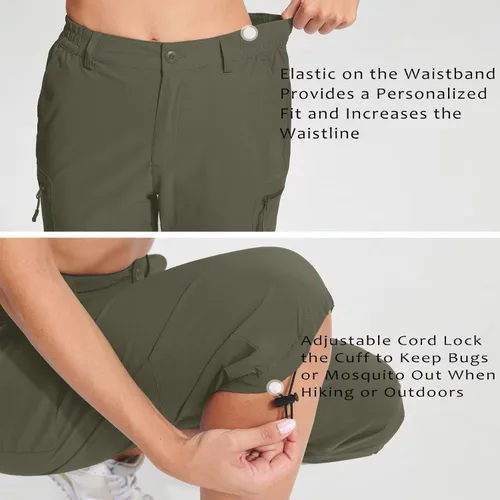 Miniatura 4 de TACVASEN Pantalones capri de senderismo para mujer, 5 bolsillos, ligeros, de secado rápido, debajo de la rodilla, pantalones cortos deportivos
