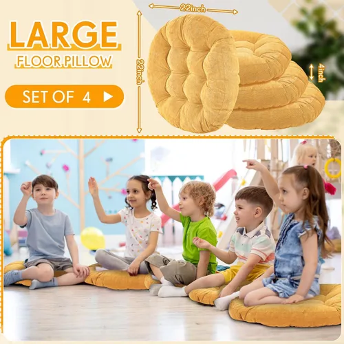 Miniatura 3 de Almohadas de suelo Jerify 22 x 22 Pulgadas Redondas Cuadradas Grandes Almohada de meditación para piso para aula Meditación para adultos Almohada
