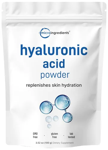Ácido hialurónico puro en polvo (alto peso molecular), de Micro Ingredients. Reduce las arrugas de la piel, 1