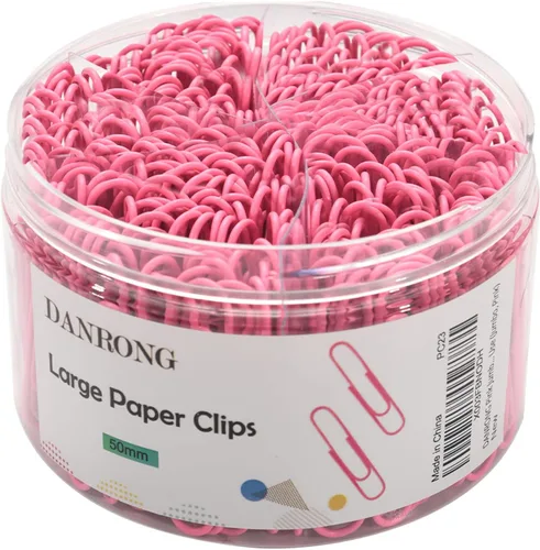Clips de papel color rosa jumbo, 265 clips de papel de 2 pulgadas, clips grandes para papeleo ideal para el hogar, la escuela y la oficina (2 Rosado