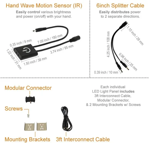 Miniatura 3 de Lightkiwi Kit de 3 paneles de iluminación LED regulable para debajo del gabinete, 12 pulgadas cada uno, blanco cálido (3000 K), 9 vatios, 24 V CC
