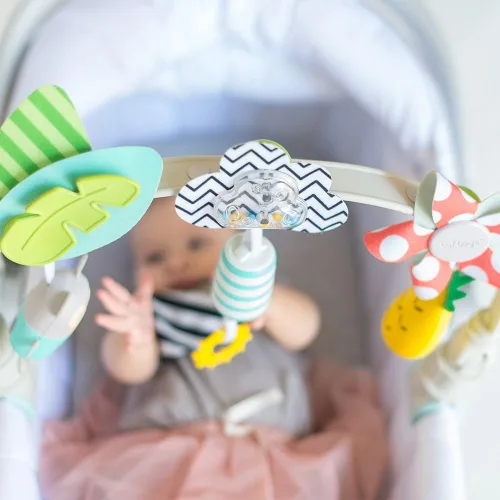 Miniatura 8 de Taf Toys Arco Tropical Ajustable para Asiento de Automóvil Infantil y Cochecito de Juguete para Bebés y Niños Pequeños, Arco de Cochecito, Juguetes