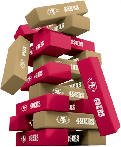 Miniatura 2 de MasterPieces Día del juego - NFL San Francisco 49ers - Torre de caída con licencia oficial, bloques de madera real