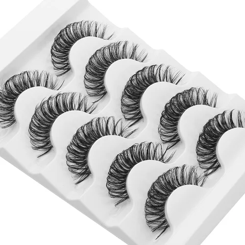 Miniatura 2 de Pestañas de ojo de gato parecen extensiones de pestañas, pestañas de tira rusa con banda transparente, aspecto natural, pestañas delgadas, volumen