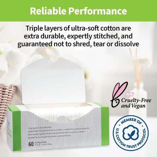 Miniatura 6 de Almohadillas faciales ForPro Premium Pure & Simple XL, almohadillas desmaquillantes desechables ultra suaves de triple capa, 100% veganas y libres