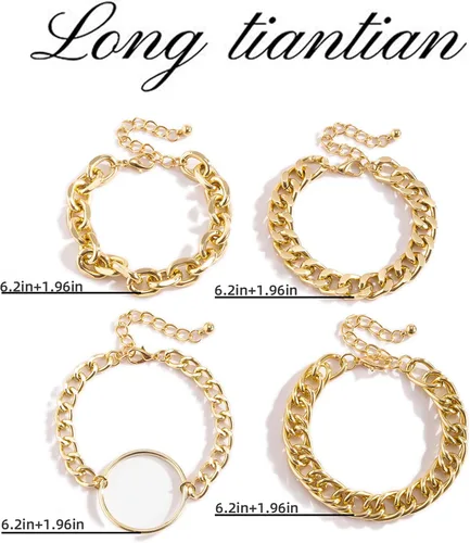 Miniatura 109 de Long tiantian Pulsera de oro gruesa para mujer, pulseras de oro delicadas, pulseras para mujer, pulseras apilables de eslabones de cadena
