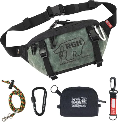 Rough Enough - Riñonera táctica para hombre con monedero, Verde, Riñonera táctica y monedero Rough Enough para hombres