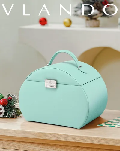 Miniatura 2 de Caja de joyería Vlando para niñas, estilo princesa, diseño de media luna (color verde)