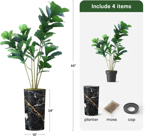Miniatura 3 de Árbol artificial en macetero con efecto de granito moderno, palmera tropical areca artificial de seda para decoración del hogar en interiores