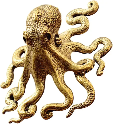 BESPORTBLE Adorno de pulpo de latón, mini escultura de escritorio, figura de animal pequeño, decoración de oficina en casa, figura de arte de metal
