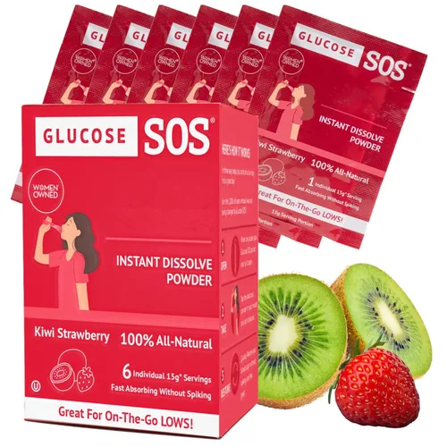 Miniatura 20 de Bolsas de polvo de glucosa Glucose SOS con dextrosa natural, absorción rápida que se disuelve instantáneamente en la boca sin necesidad de agua