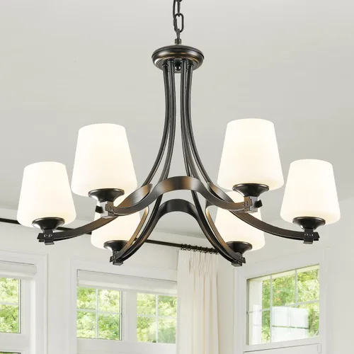 Miniatura 14 de Lámpara de comedor de níquel cepillado, moderna lámpara plateada con vidrio esmerilado, 3 luces de metal para isla de cocina, lámparas colgantes E26