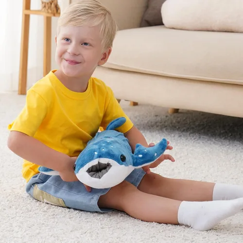 Miniatura 4 de Mukouxun 47 cm Tiburón Ballena de Peluche Tiburón Ballena de Peluche para Niños Almohadas de Peluche de Tiburón Ballena Muñeca de Ballena Azul